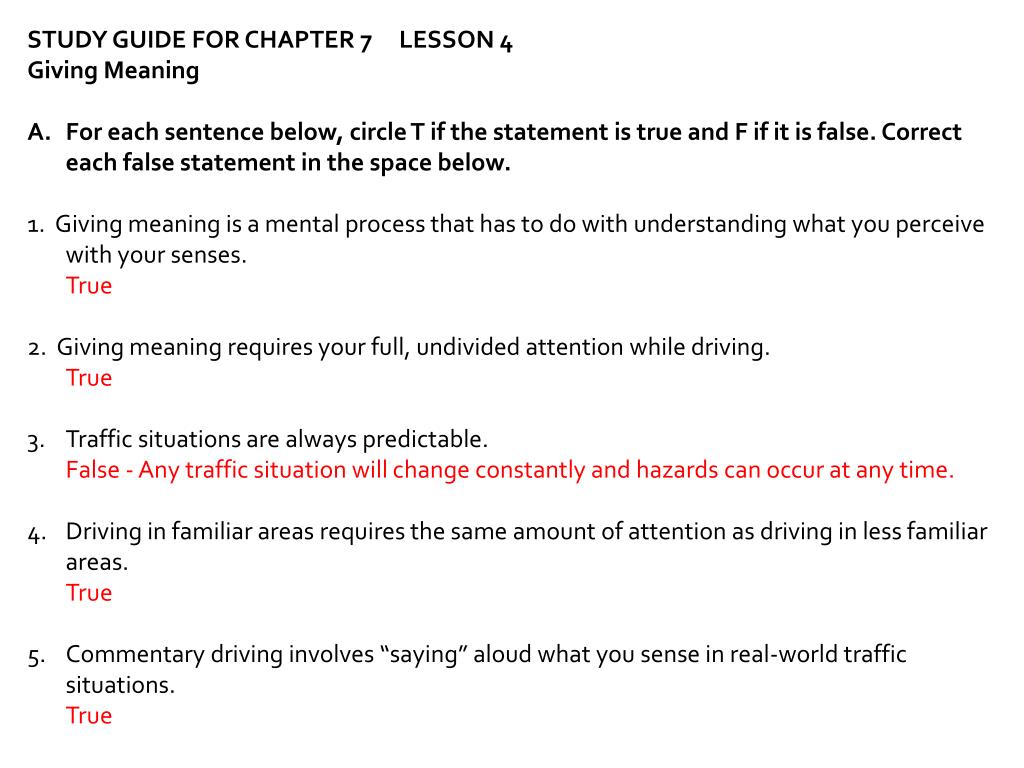 drivers ed chapter 3 study guide answers